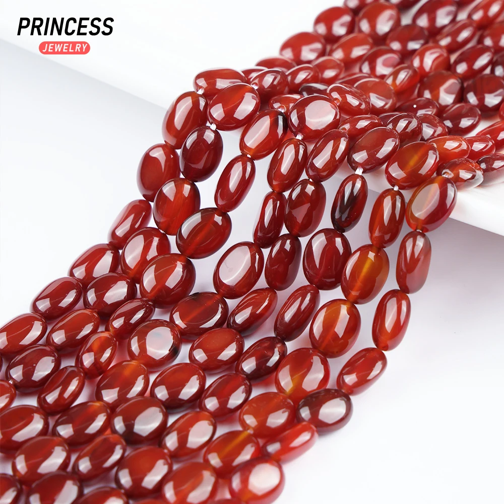 A+ Natural Red Agate Oval Loose Beads for Jewelry Making Bracelet Wholesale Crystal Quartz Stone Beads DIY Accessories