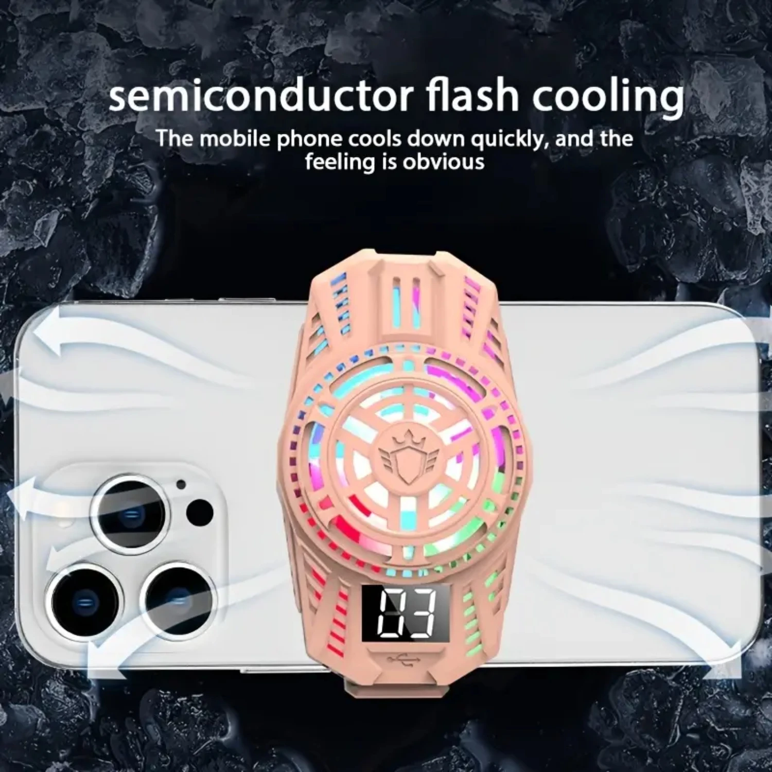 Digital Display Mobile Phone Radiator, Scalability, Semiconductor Refrigeration, Colorful Lighting Effects, Rapid Cooling