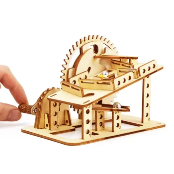 Wooden 3D Marble Run Puzzles Mechanical Iron Ball Maze Track Assemble DIY Building Model Set Board Games Gift for Teens and Adults