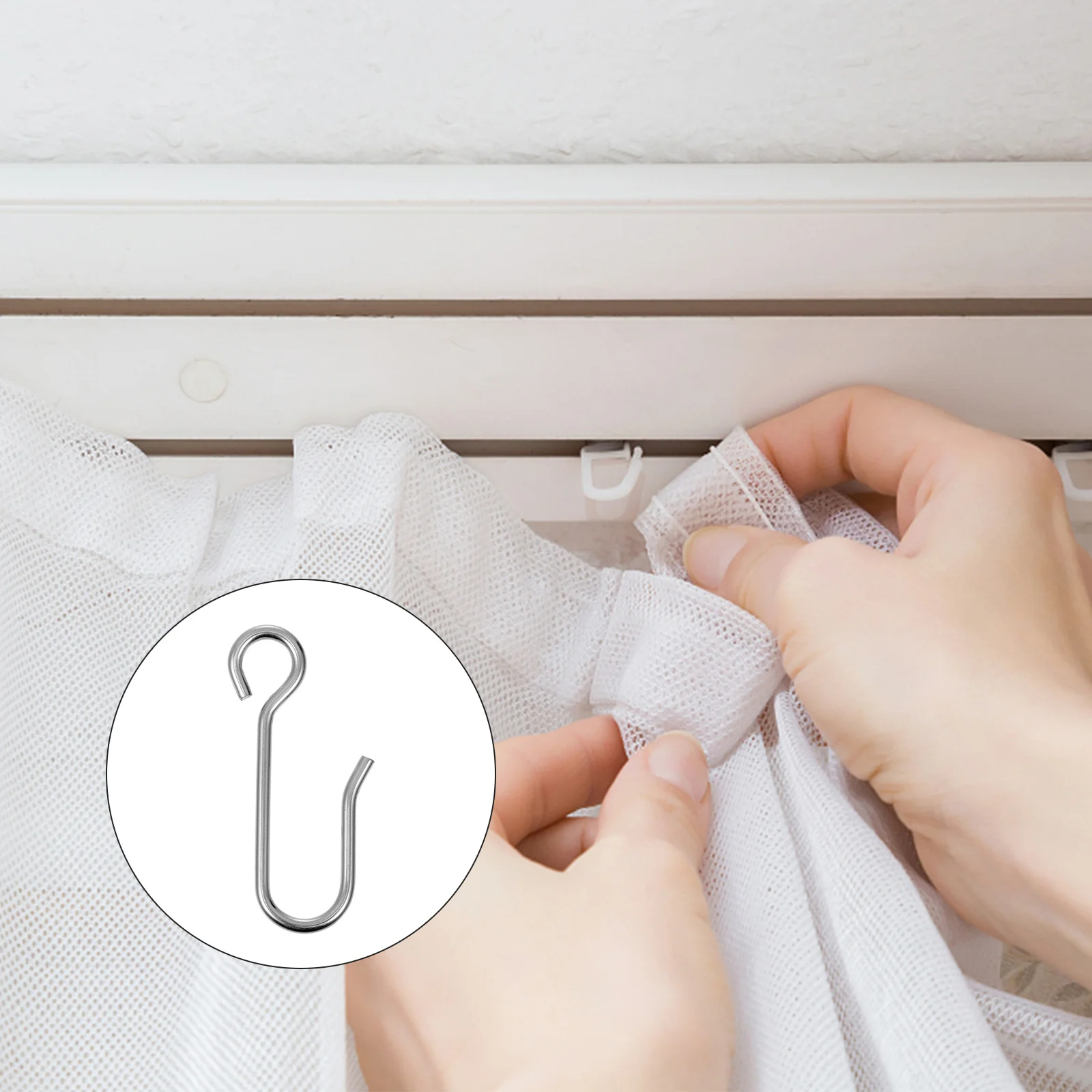 

100Pcs Stainless Steel Curtain Hooks Rust-Proof S Type Hooks for Curtains Household Curtain Holders Kitchen Bathroom