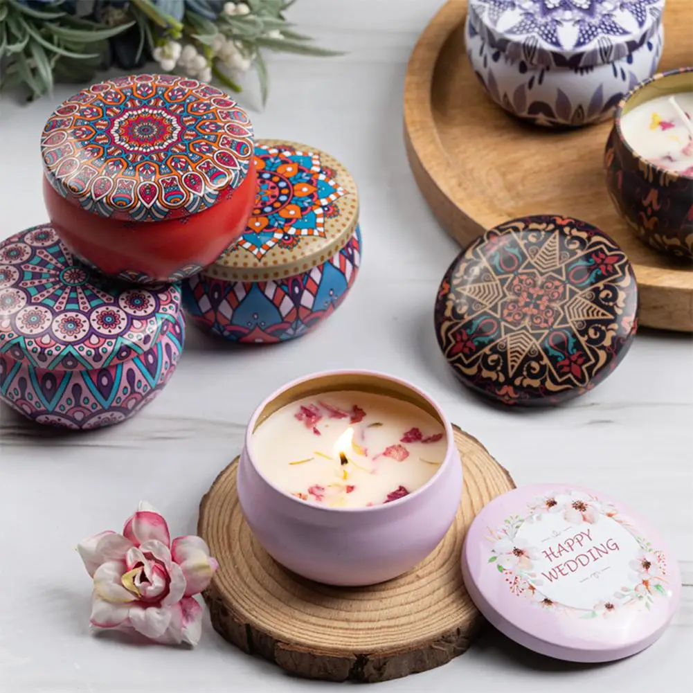 Dried Flower Scented Candles Iron Box Soy Wax Odorous And Smoke-free Aromatherapy Candle Birthday Gift Home Wedding Decoration