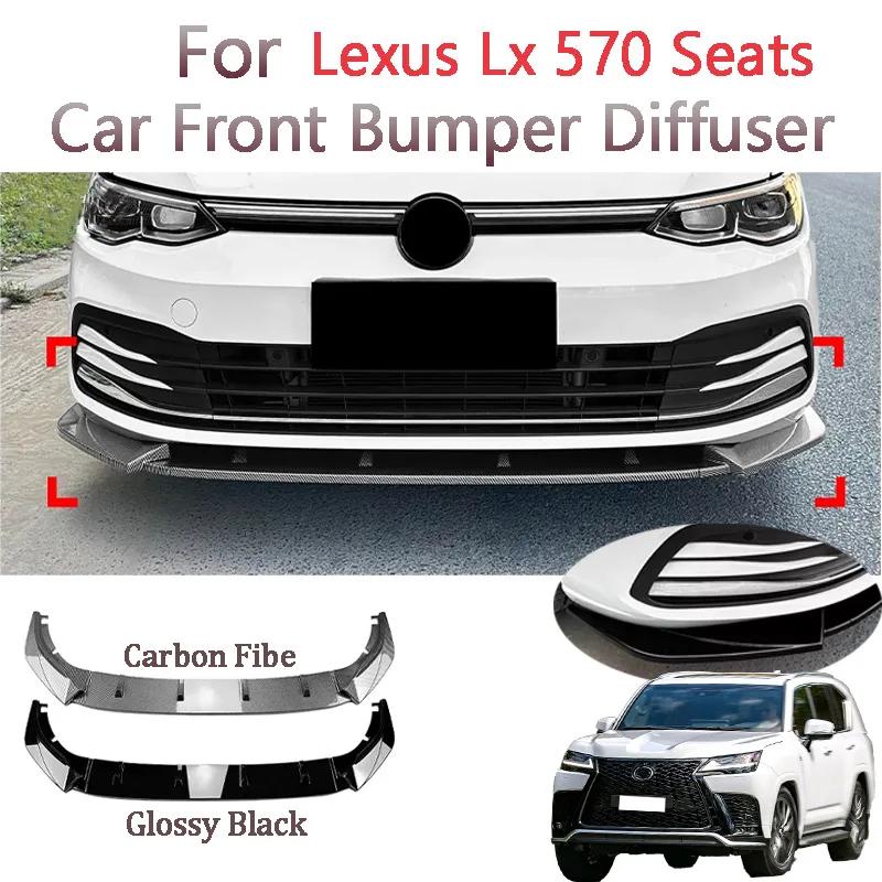 Nuevo Kit de carrocería divisor de alerón de barbilla de labio de parachoques delantero negro brillante para Lexus Lx 570 asientos 2017 accesorios de coche 1 Juego