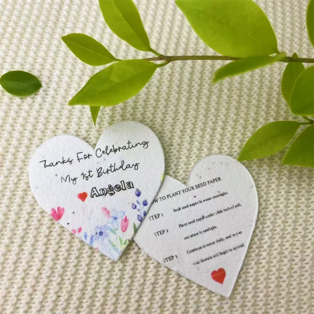 

Custom Seed Paper Hearts 1st Birthday Favors, Personalized Popular Wedding Favors,Thank You Biodegradable Seed Paper Cards,Baby