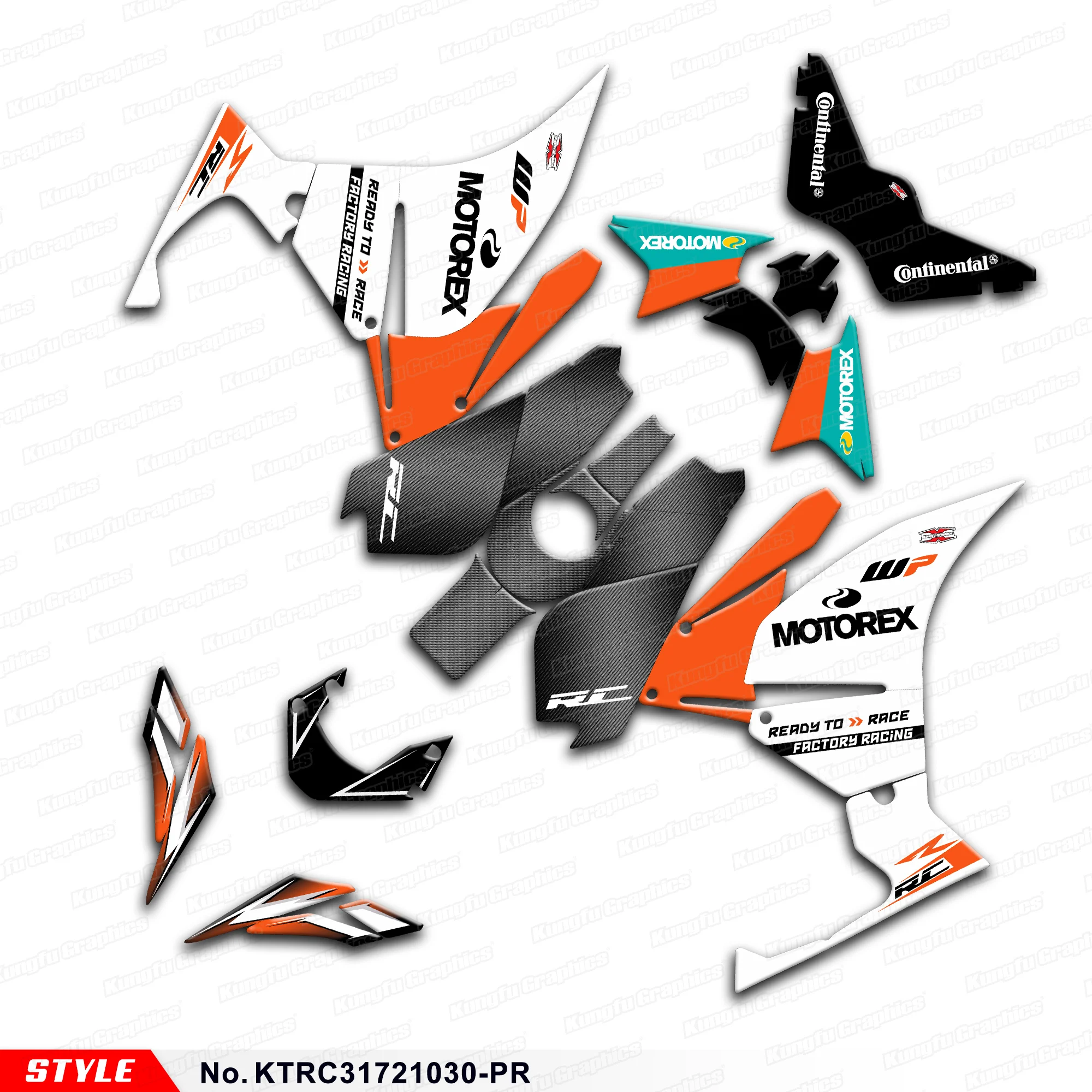 Graphics Kit Wrap Design for KTM RC 125 200 250 390 2014-2021 Deco, KTRC31721030-PR