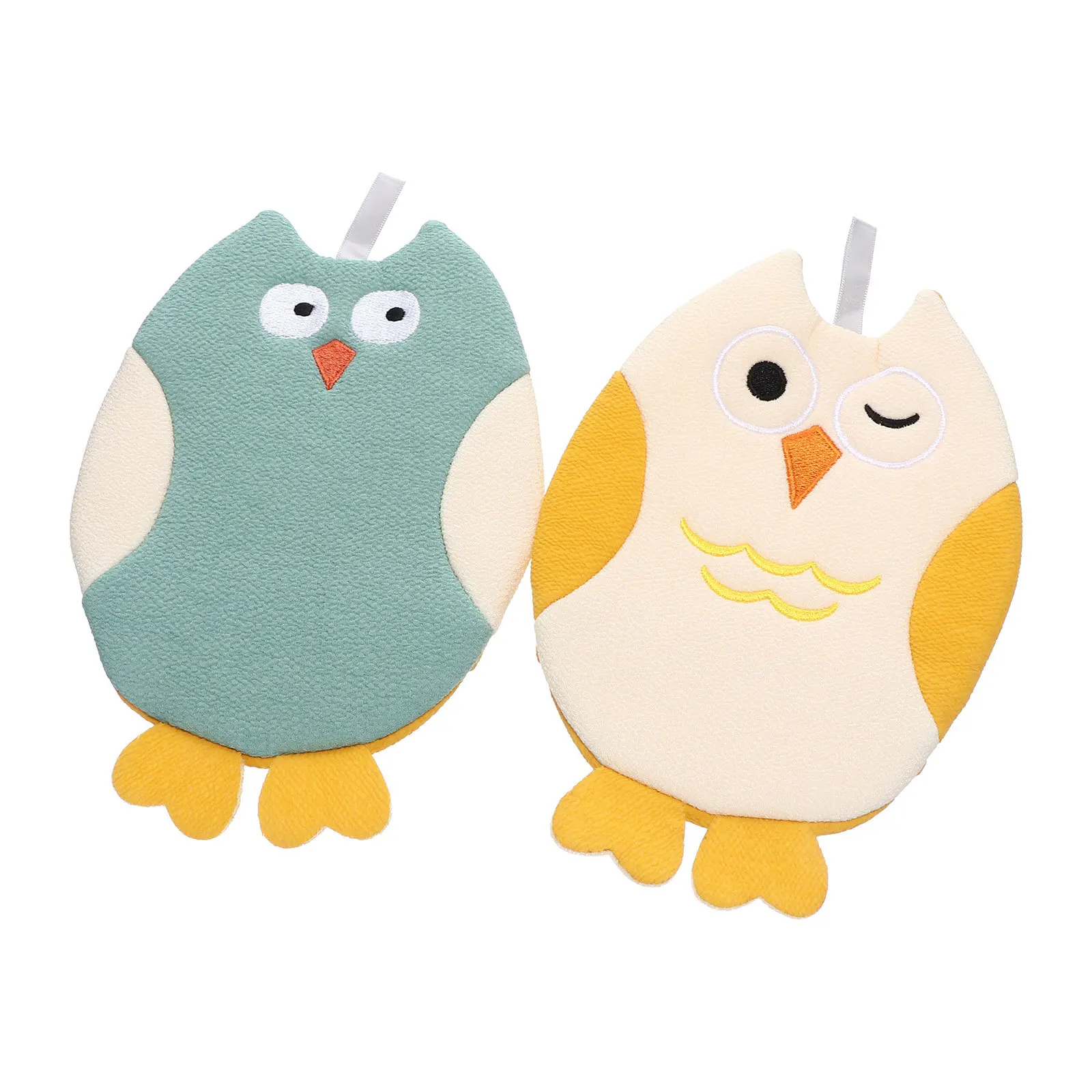 

2pcs Cartoon Bath Mitts Premium Cotton Polyester Water Absorbing Exfoliating Cleaning Animal Design For Shower
