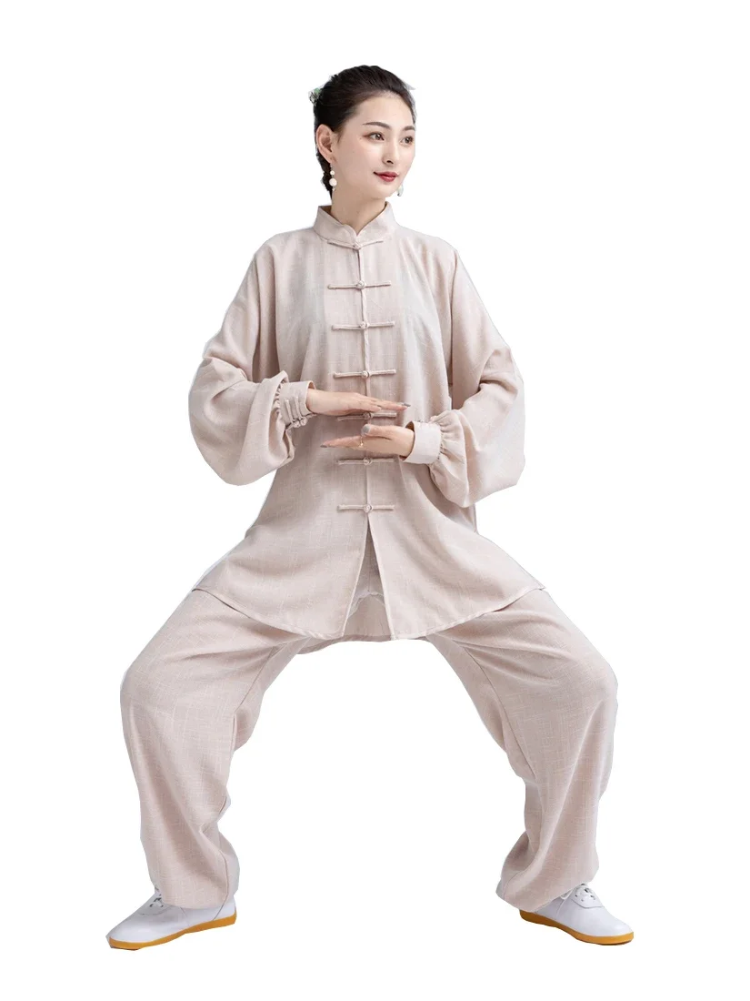 

Костюм Тан, китайская традиционная одежда, униформа для тай-чи, женская хлопковая льняная одежда Wudang, комплекты для боевых искусств кунг-фу