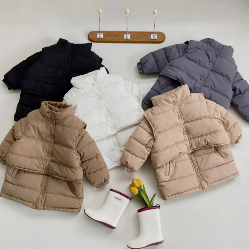 

Fashion Boy Girl Cotton Padded Jacket Set Winter Toddle Child Jacket+Vest 2PCS Coat Warm Thick Outerwear Baby Kids Clothes 1-8Y