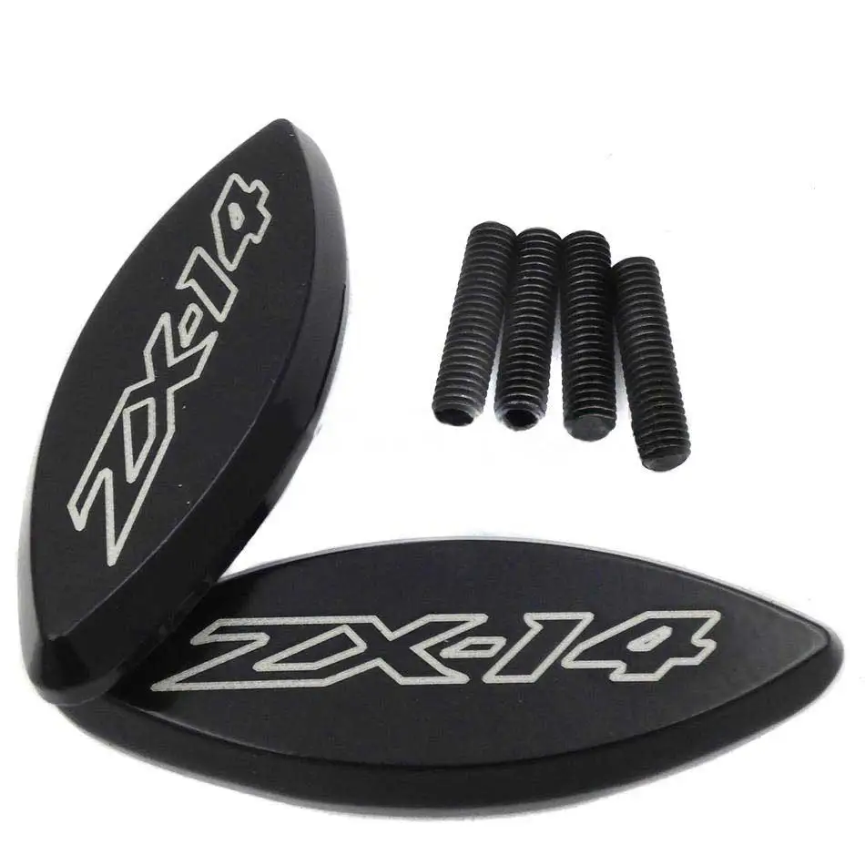 

For 2006-2014 07 08 09 10 11 Kawasaki Ninja ZX14R ZX-14R ZX1400 Rearview Mirror Block off Base Plates Motorcycle BLACK / Chrome