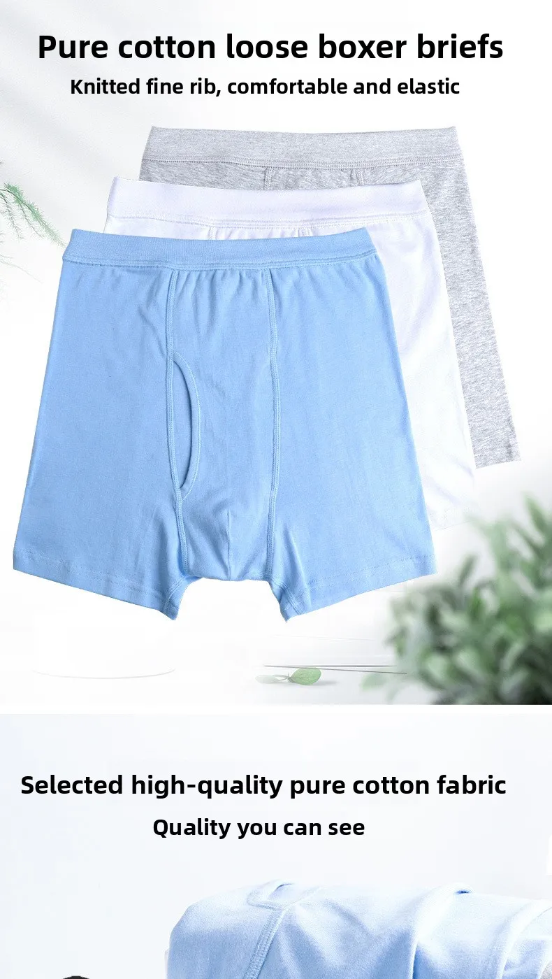 Boxer da Uomo a Vita Alta in Cotone, per Uomini di Mezza Età e Anziani, Taglie Grandi, Vestibilità Comoda, Morbidi, Traspiranti, Intimo in Cotone