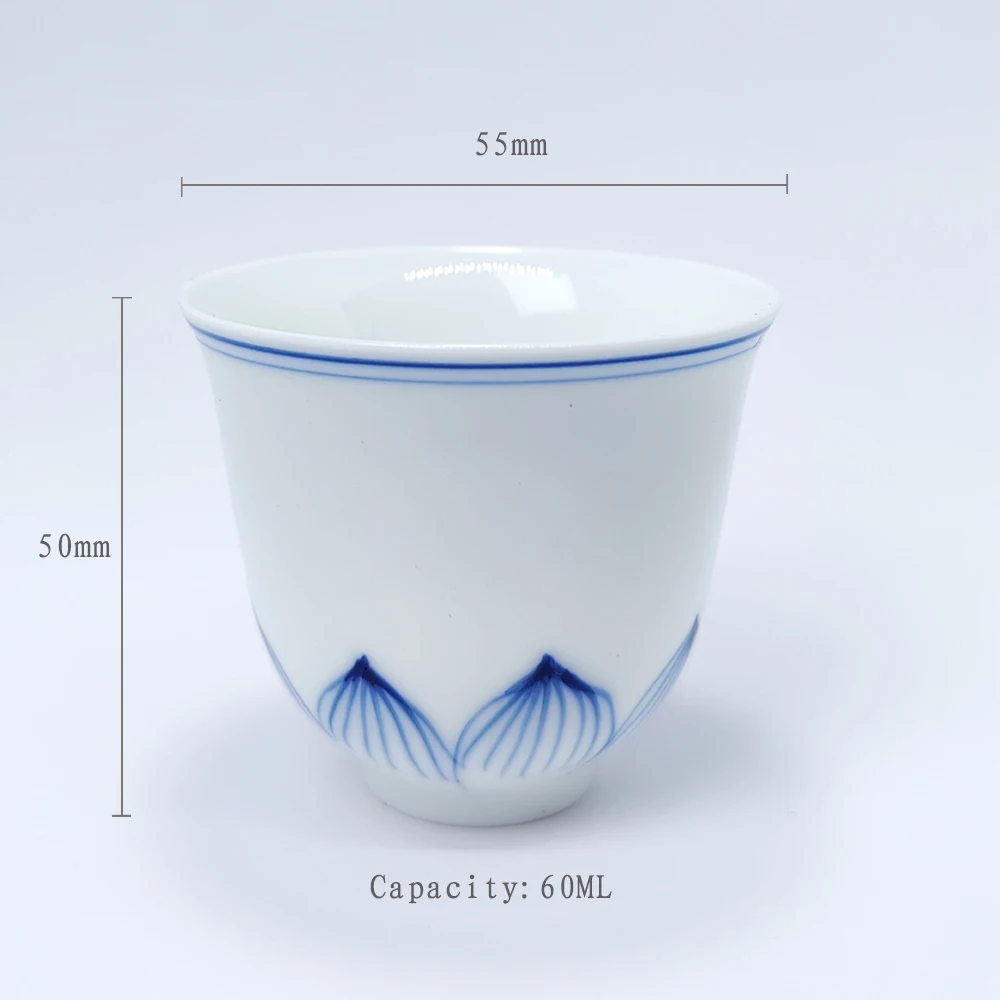 1PC Ceramic Teacup Chinese Teabowl Blue And White Kung Fu Tea Cup Tea Set Decor Crafts Home Drinkware