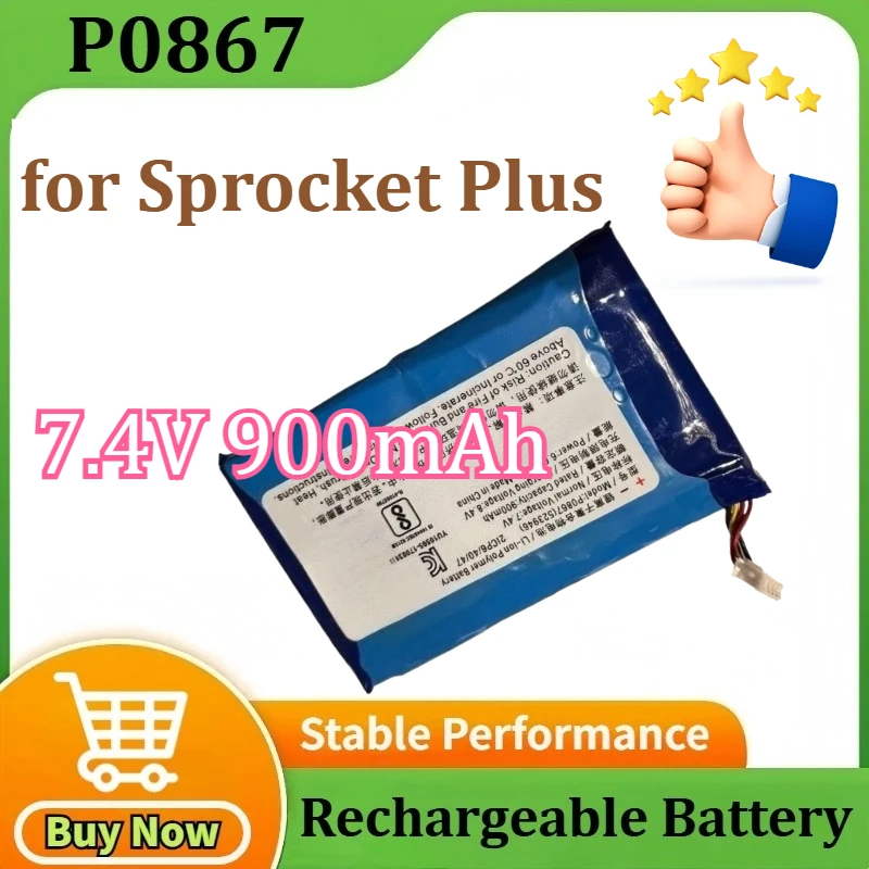 

P0867 New Replacement Battery for Sprocket Plus Battery Pocket Photo Printer Batteries for HP 7.4V 900mAh