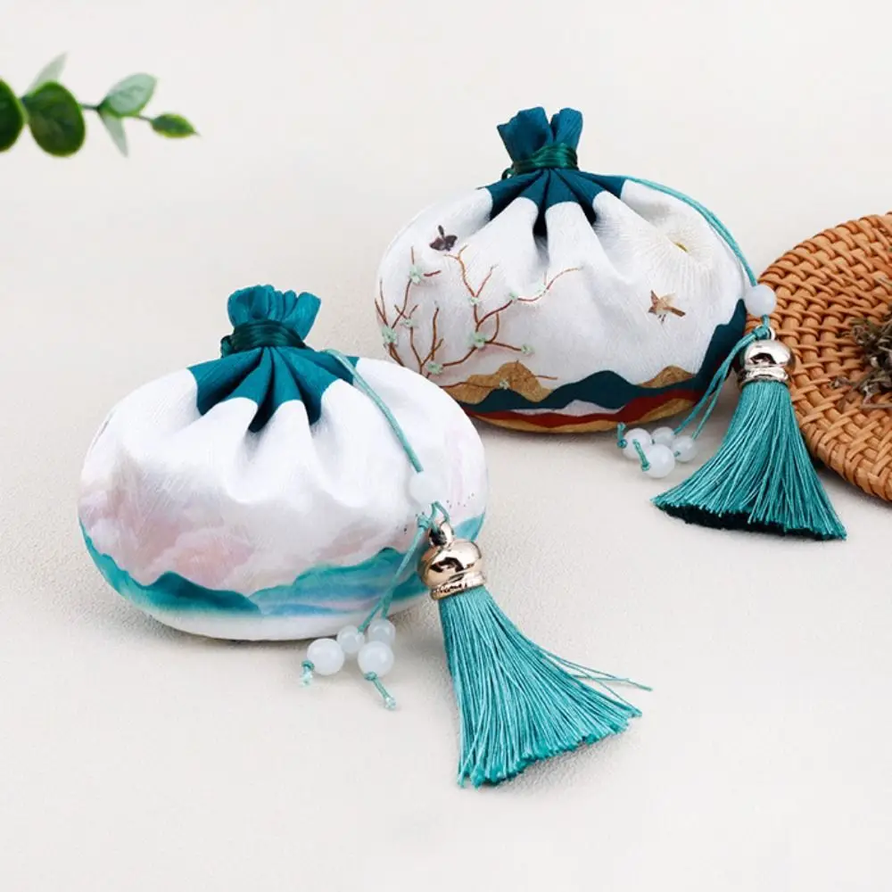 Creative with Tassel Dragon Boat Festival Sachet Printing Flower Women Jewelry Bag Hanging Handmade Zongzi Sachet Gifts