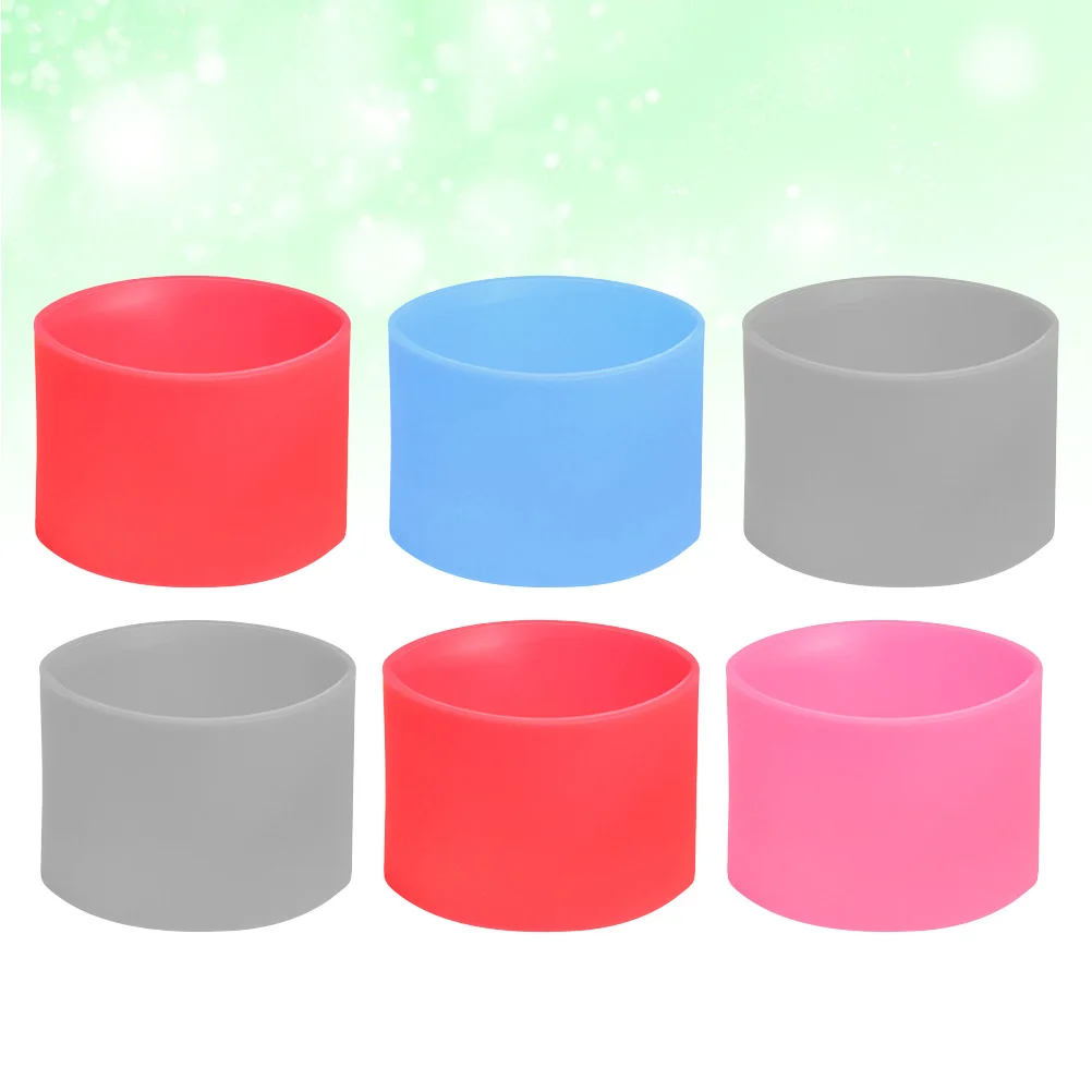 

6 Pcs Anti-slip Heat Insulation Sleeve Glass Protective Silicone Cup Cover Resistant Bottle Mug