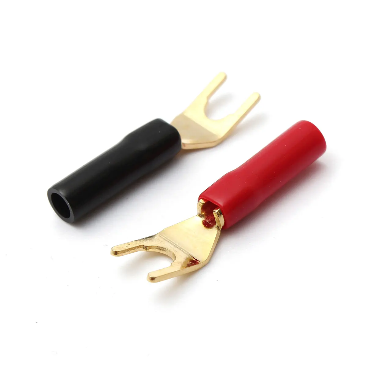 4Pcs  Y-style Spade Banana Plug Gold Plated Tuning Fork Banana Plug Solderless Speaker Cable Power Terminals Connectors set