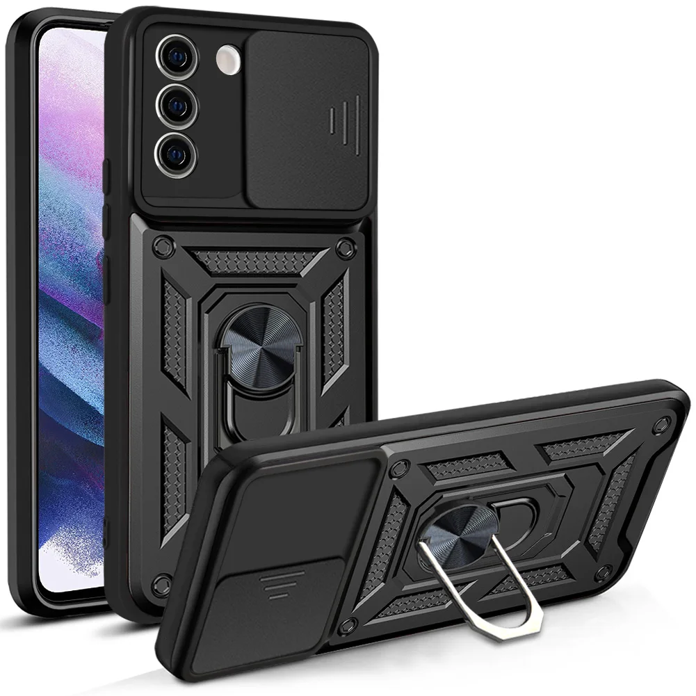 For Samsung S22 Case Galaxy S22 Plus Cover Galaxy S22+ 5G Magnetic Ring Holder Armor Phone Case Slide Camera Protect Back Cover