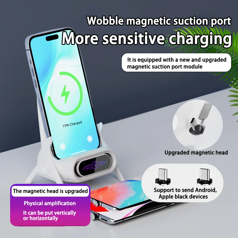 Mini Chair Cordless Charger Stable Support Desktop Phone Stand Tabletop Ornament High Performance Portable 3 in 1 Fast Charger