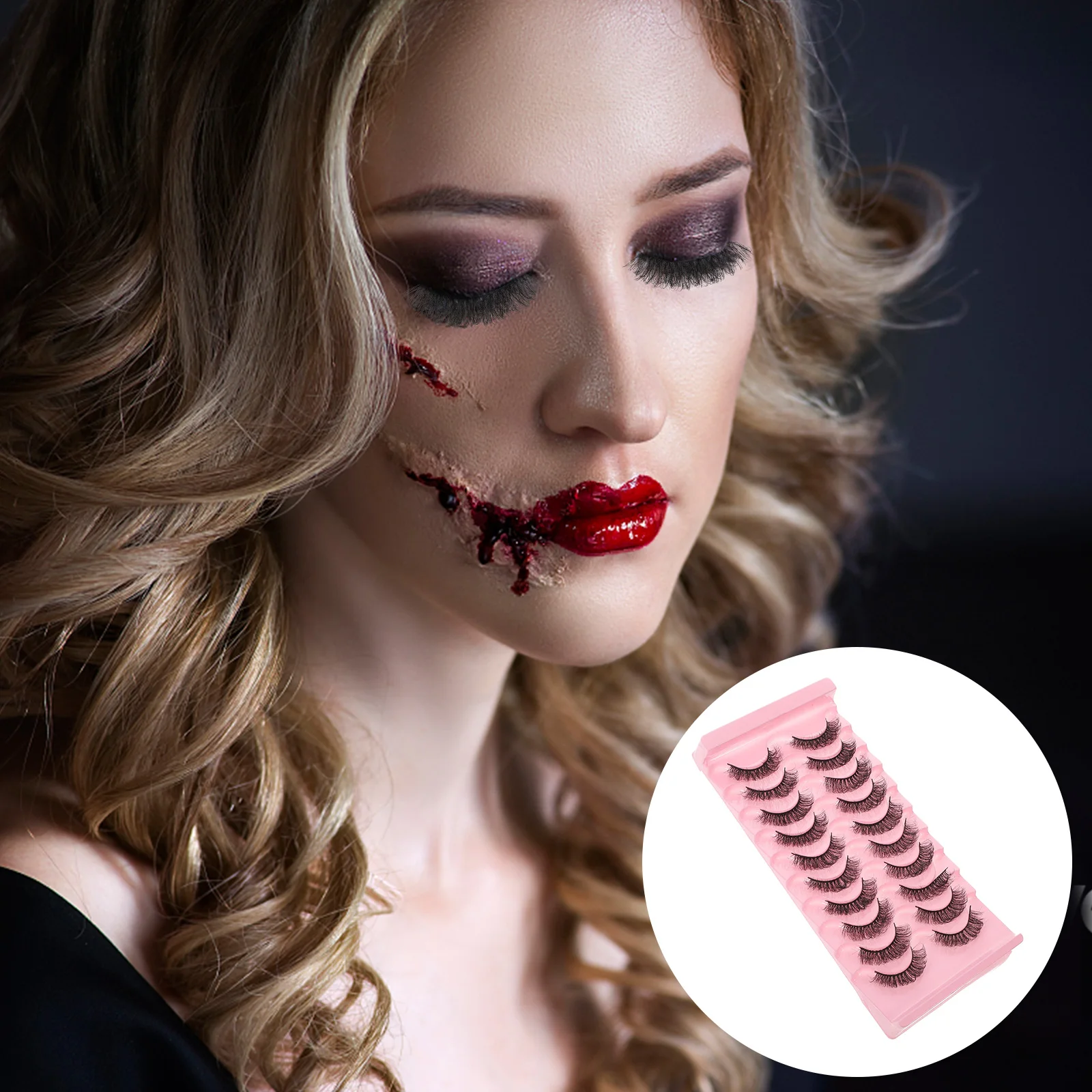 

10 Pairs 7D Curled False Eyelashes Fake Thick Natural Clusters Curly Imitation Girl Look Strips