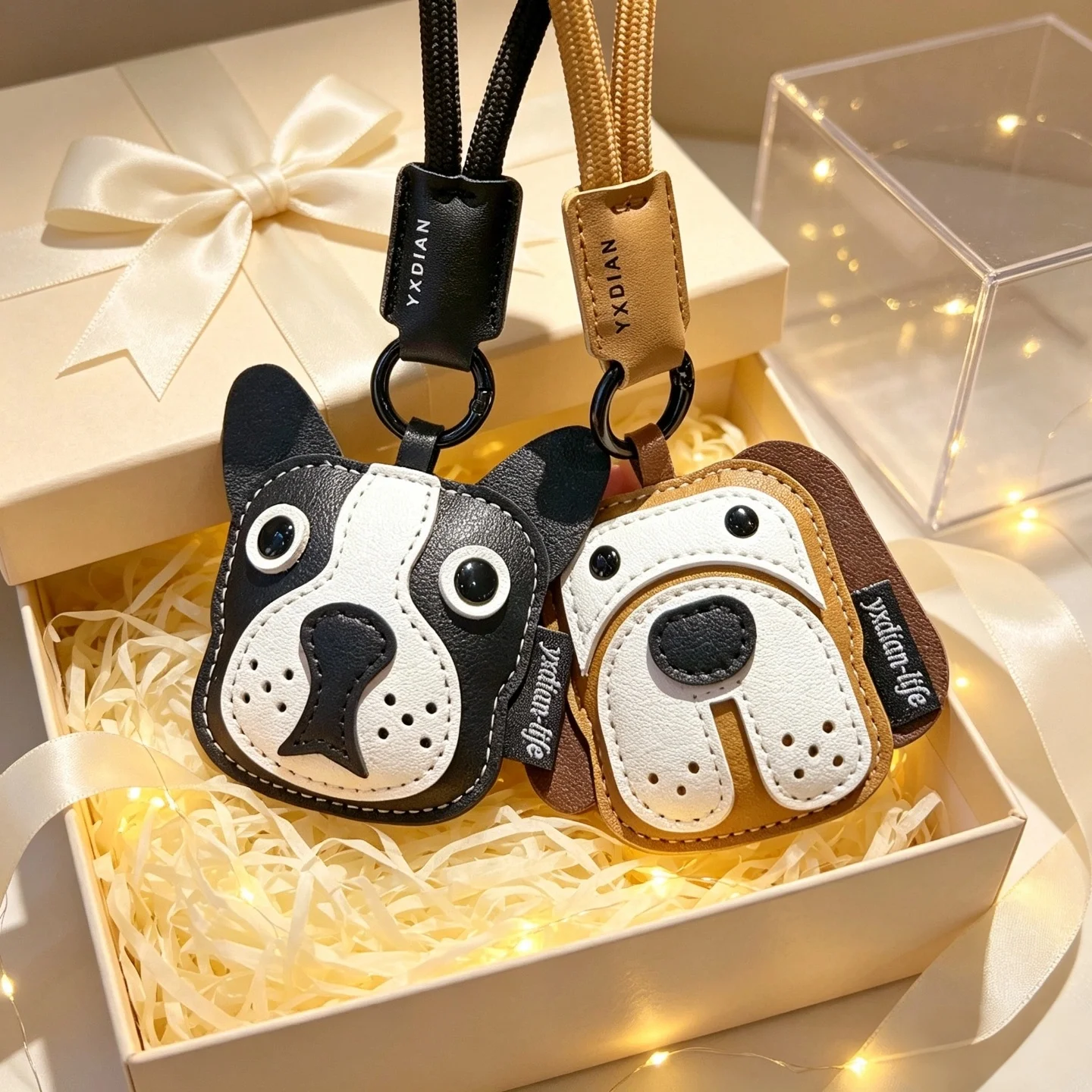 2026 NEW Creative Leather French Bulldog Keychain - Cute Cartoon Bag Charm, High-End Pendant Gift,Exquisite Keyring Pendant Gift