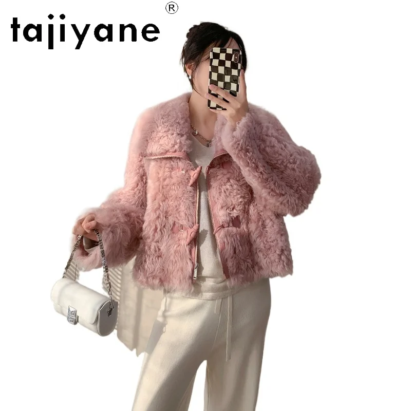 

TAJIYANE 100% Natural Tuscany Wool Sheepskin Double Faced Fur Coat Woman Chic Real Fur Jacket 2025 Winter Clothes Woman fourrure