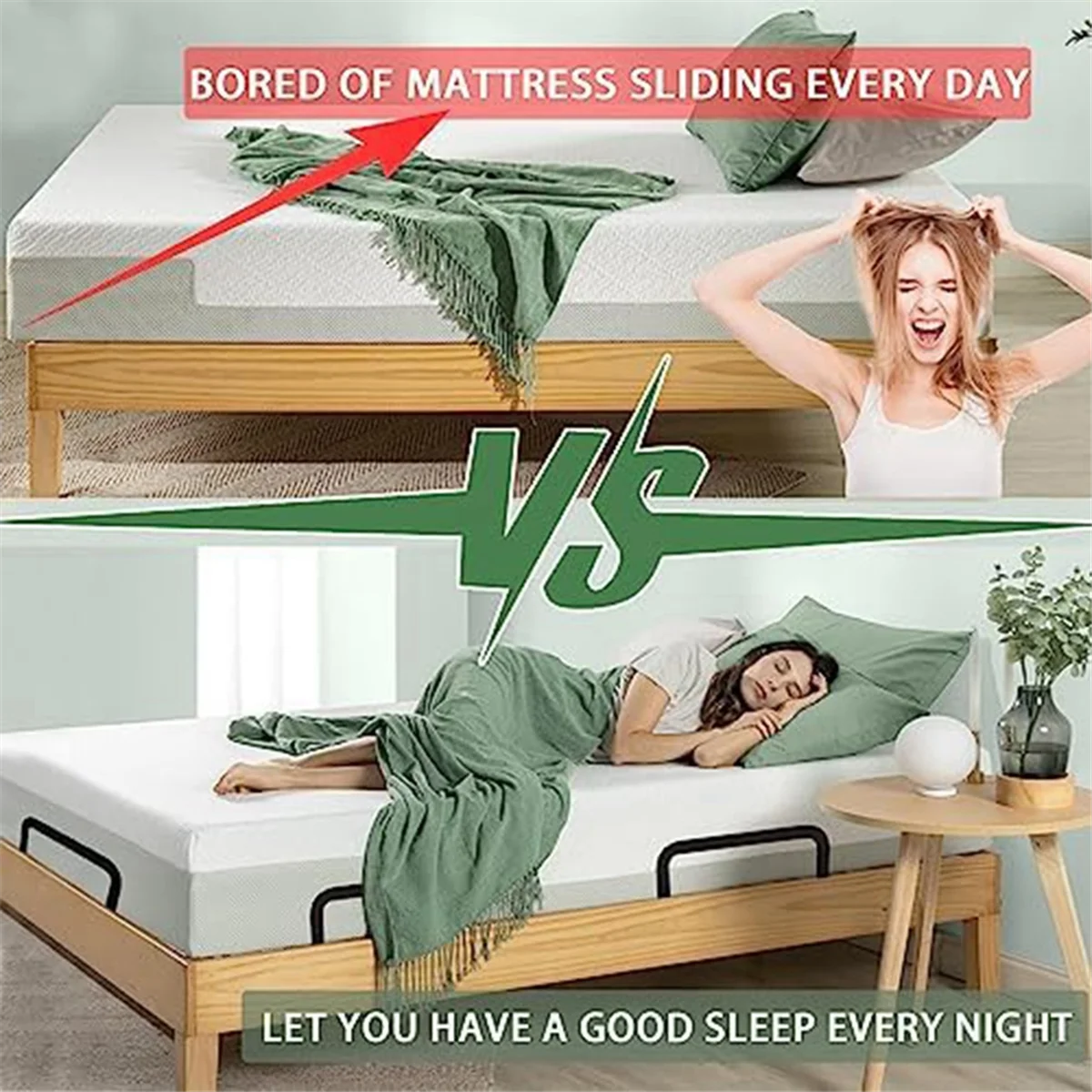 

ABLK 2Pcs Mattress Slide Stopper, Metal Mattress Retainer Bar for Adjustable Beds, Keep Mattress From Sliding