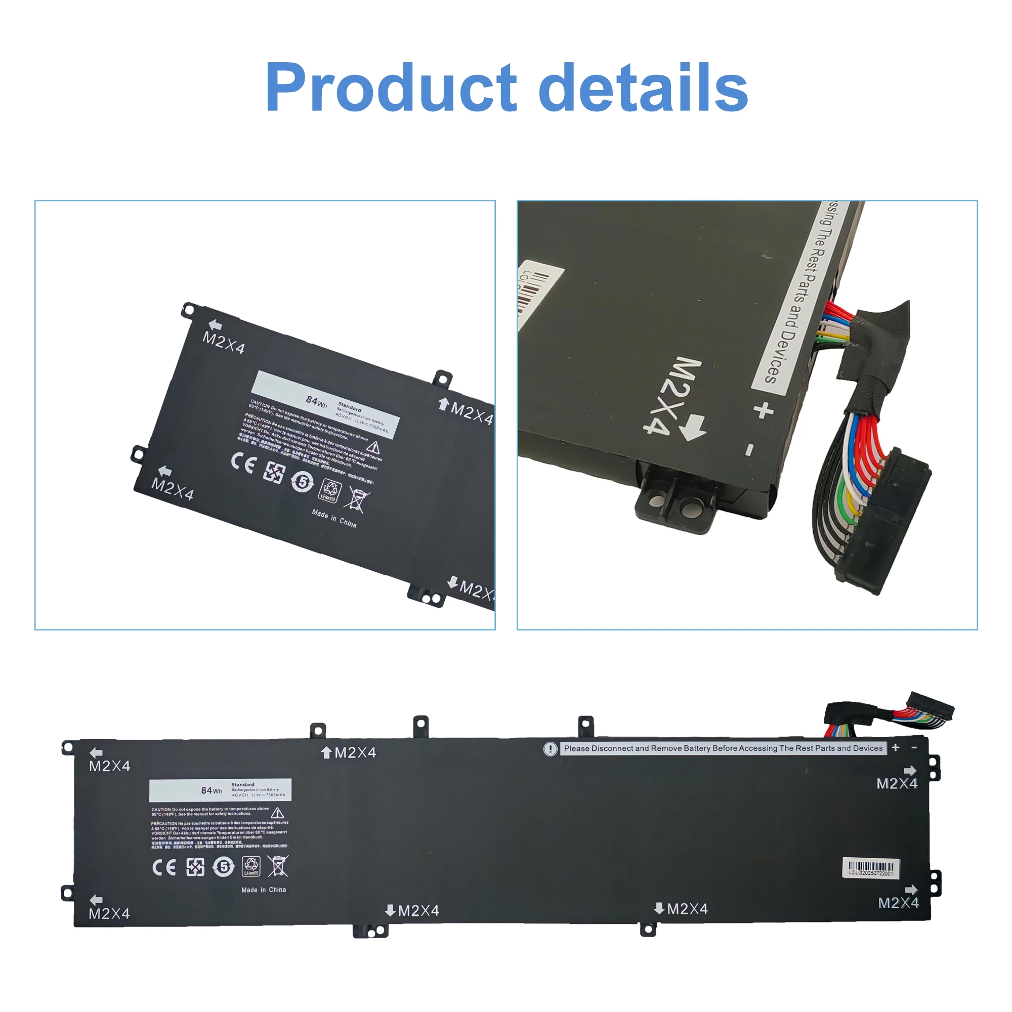 Новый аккумулятор для ноутбука 4GVGH RRCGW для DELL Precision 5510 XPS 15 9550 серии 1P6KD T453X