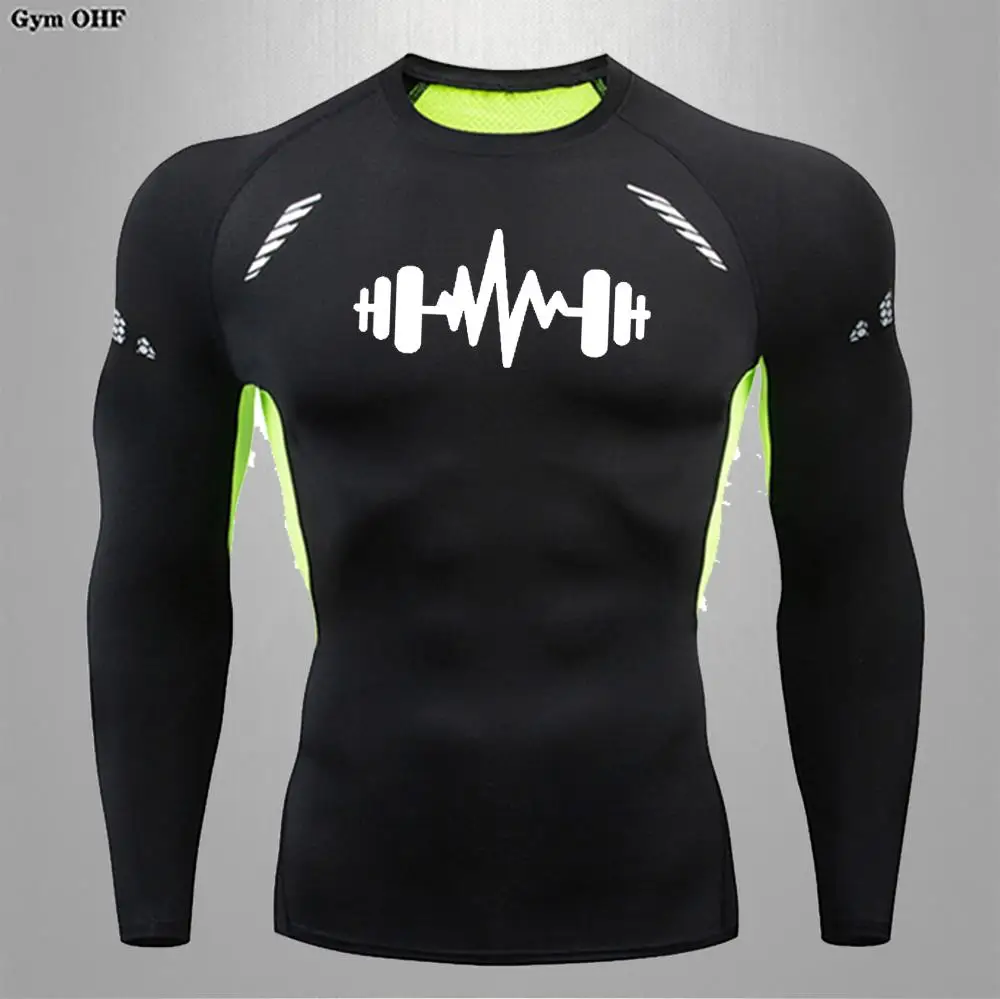 Men's Gym Workout Fitness Compression Shirts Men Print Rash Guard Short Sleeve Undershirts Baselayer Athletic Tshirt Tees Tops