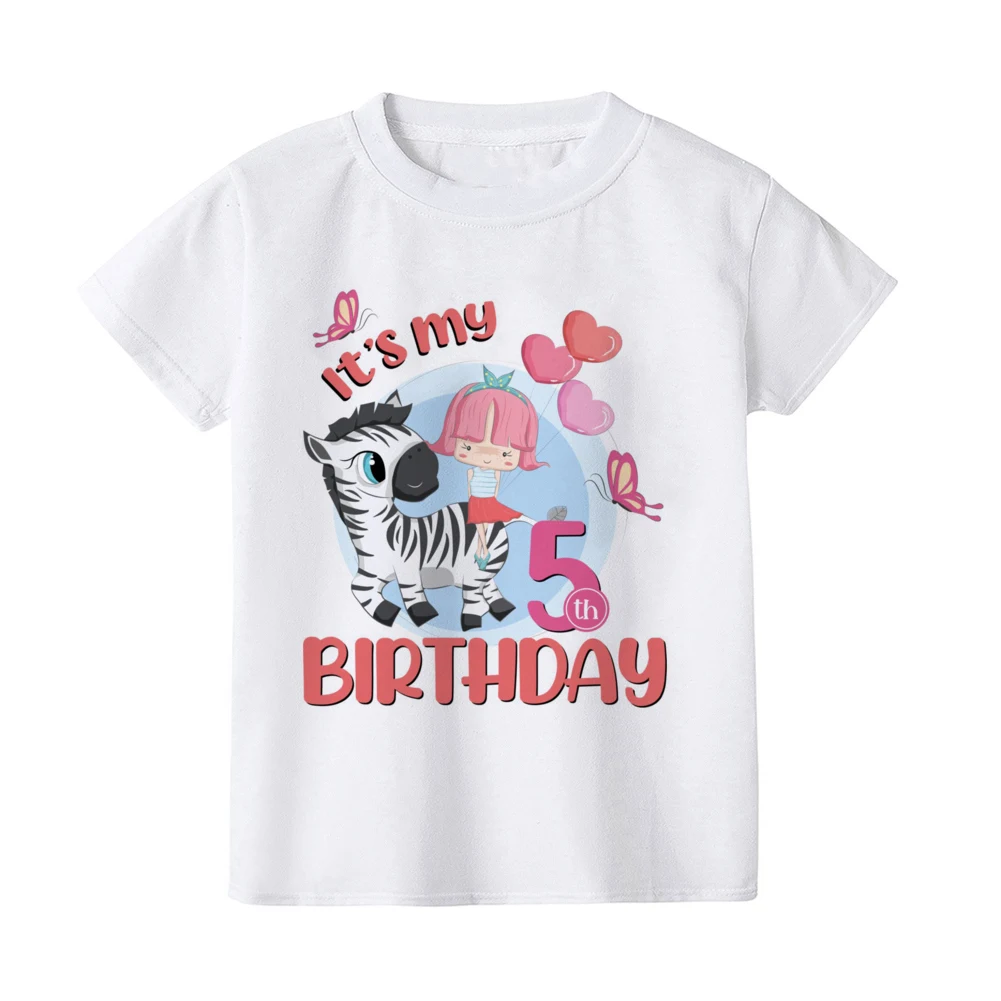 Aniversário crianças camiseta infantil meninas bonito roupas do miúdo presente de aniversário da criança t branco crianças verão manga curta camiseta