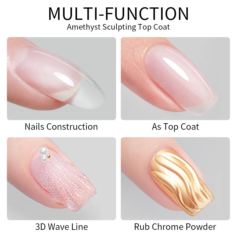 AWStorG 15ml Amethyst Sculpting Top Coat High Light Nail Art Construct Gel Semi-Permanent Varnish Soak Off Functional Gel