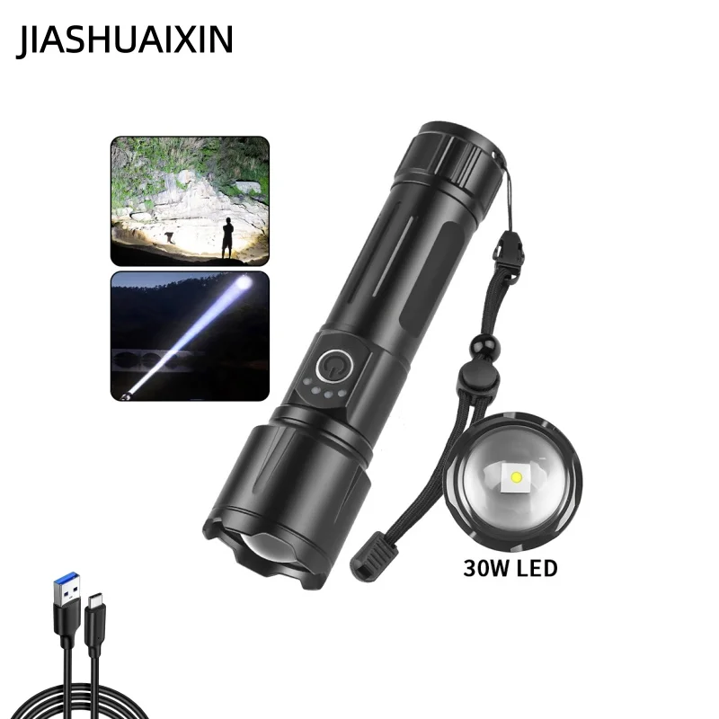 

Лазерный портативный фонарь JIASHUAIXIN с зумом, сверхъяркий, перезаряжаемый, долговечный, для использования на улице и дома, светодиодный фонарик