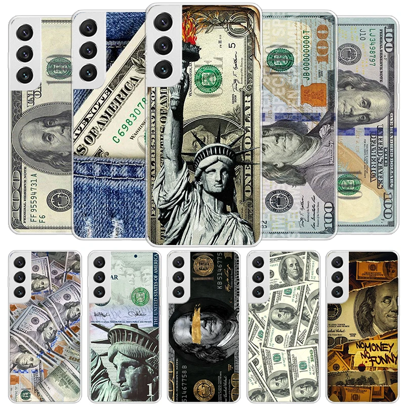 Banknote Dollar Cash Money Cover Phone Case For Samsung Galaxy S24 Ultra S23 S22 S21 S20 FE S10 Plus S10E S9 S8 + Soft Fundas Sh