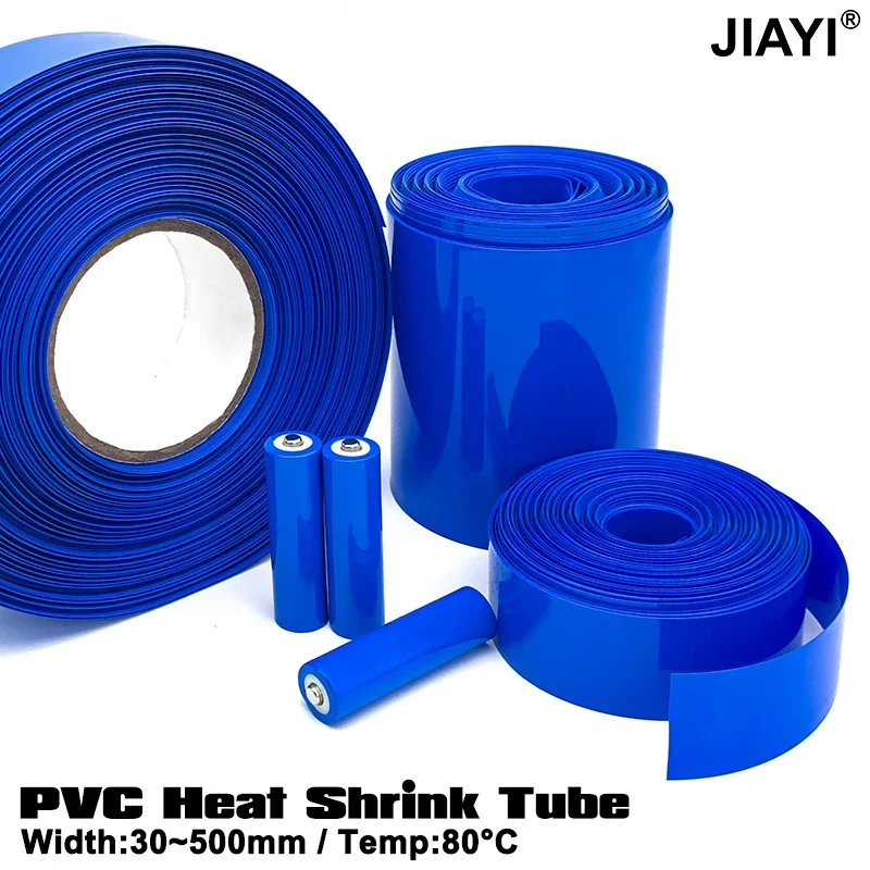 1M~10M PVC-Schrumpfschlauch, blau, isolierter Schrumpfschlauch für die Herstellung von 18650-Akkupacks, Kabelummantelung, verschiedene Größen