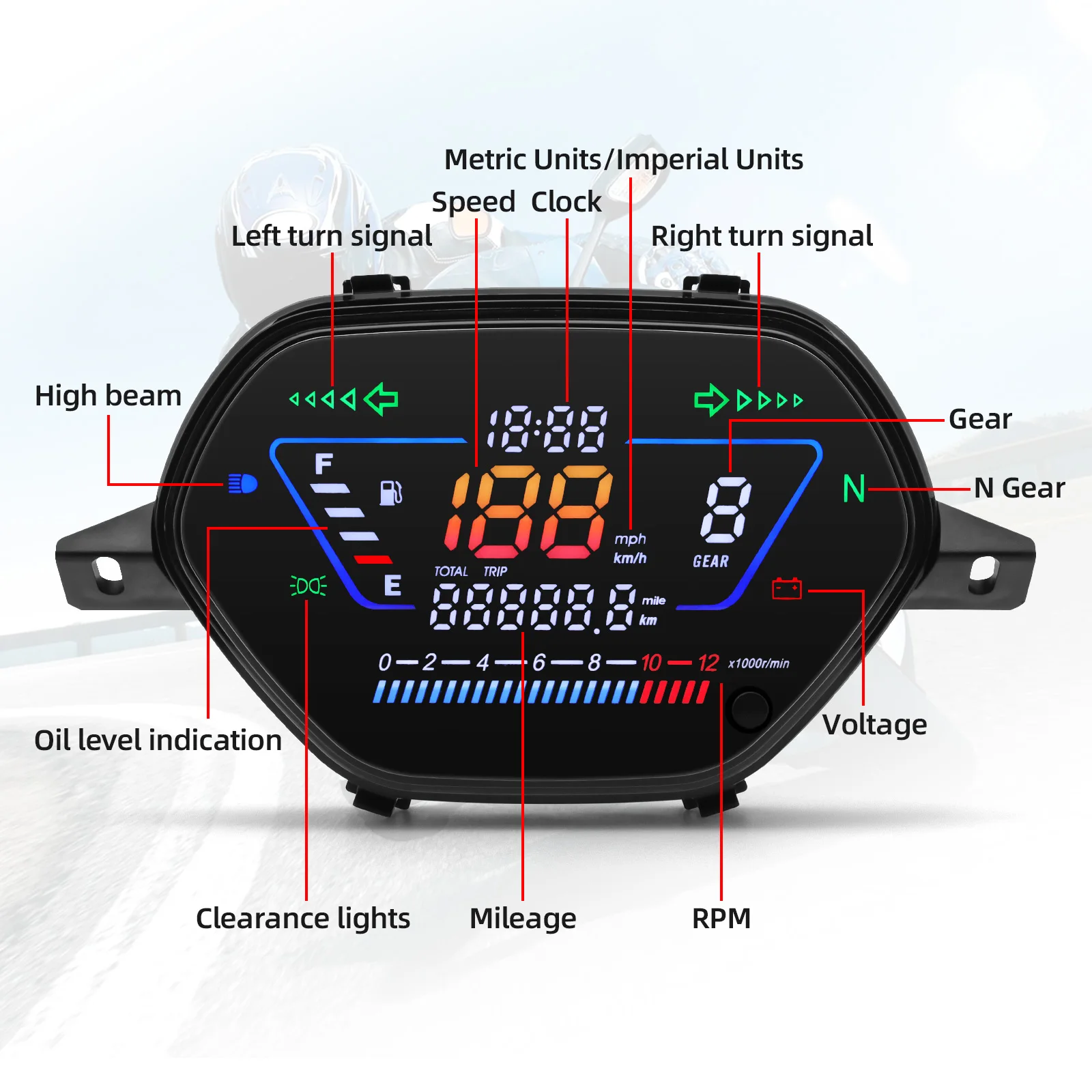 Motorcycle Digital Dash Universal Speedometer for EX5 Class1 CX DX Honda Wave100 CD100 Alpha Ori Tokyoda DY110-2F