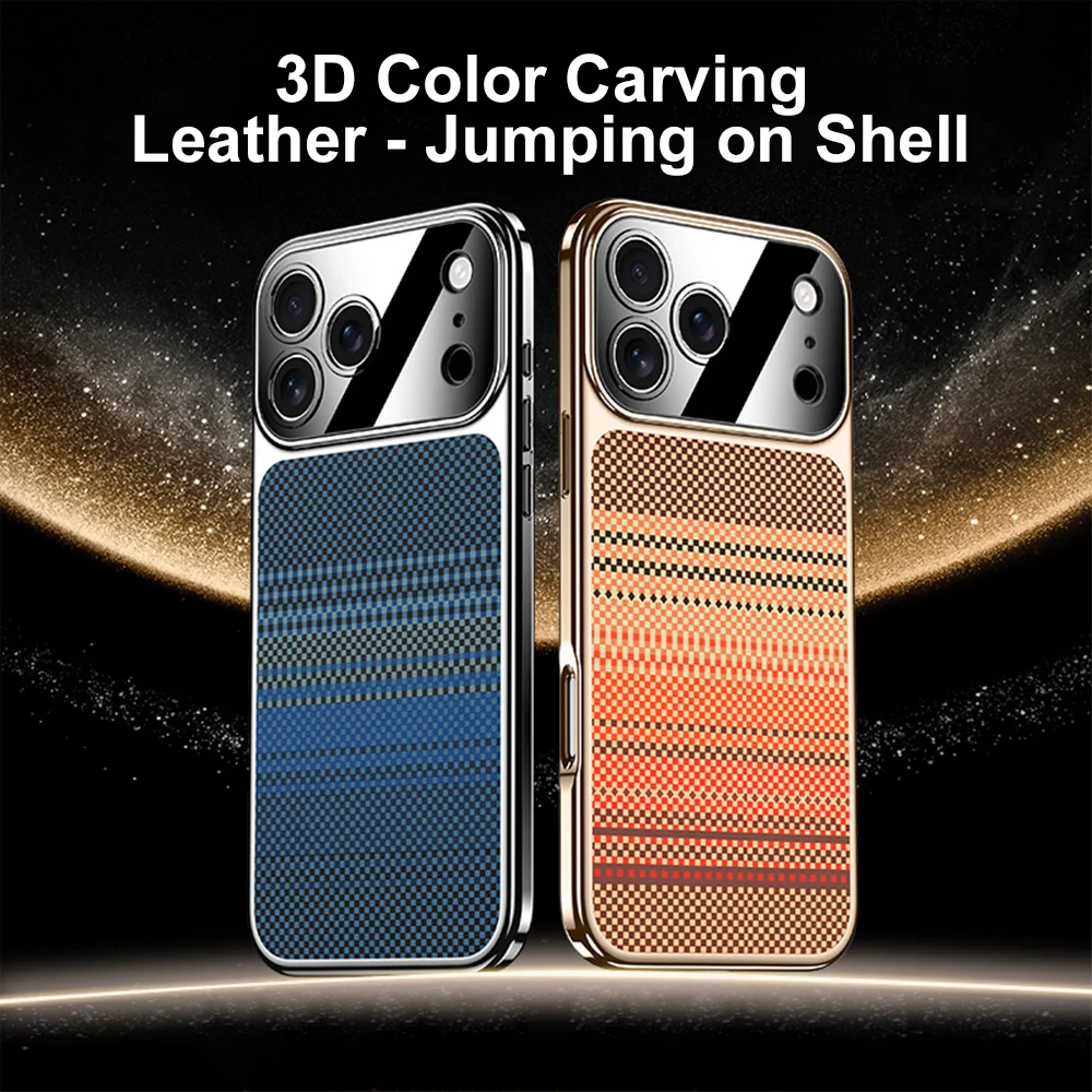 Luxuriöse Handyhülle mit Carbonfaser-Muster für iPhone 17 Pro Max, 17 Pro, 17, 16, 15, 14 Air Cover Funda, stoßfest mit galvanisiertem Rahmen