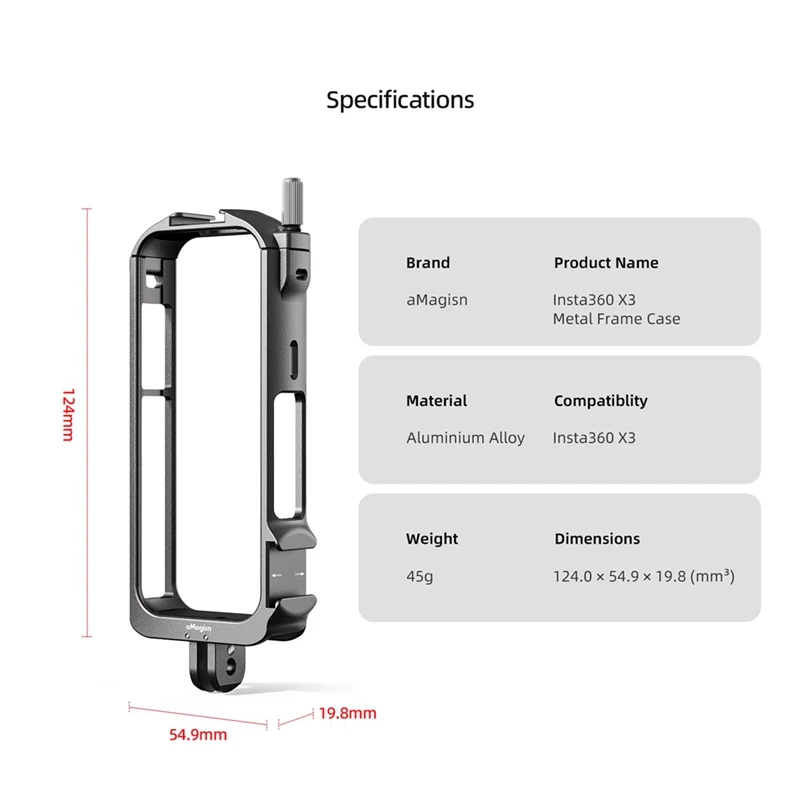 AMAGISN Metal Rabbit Cage And Silicone Protective Case Body Cover Lens Guards Cap For Insta 360 X 3 Accessories