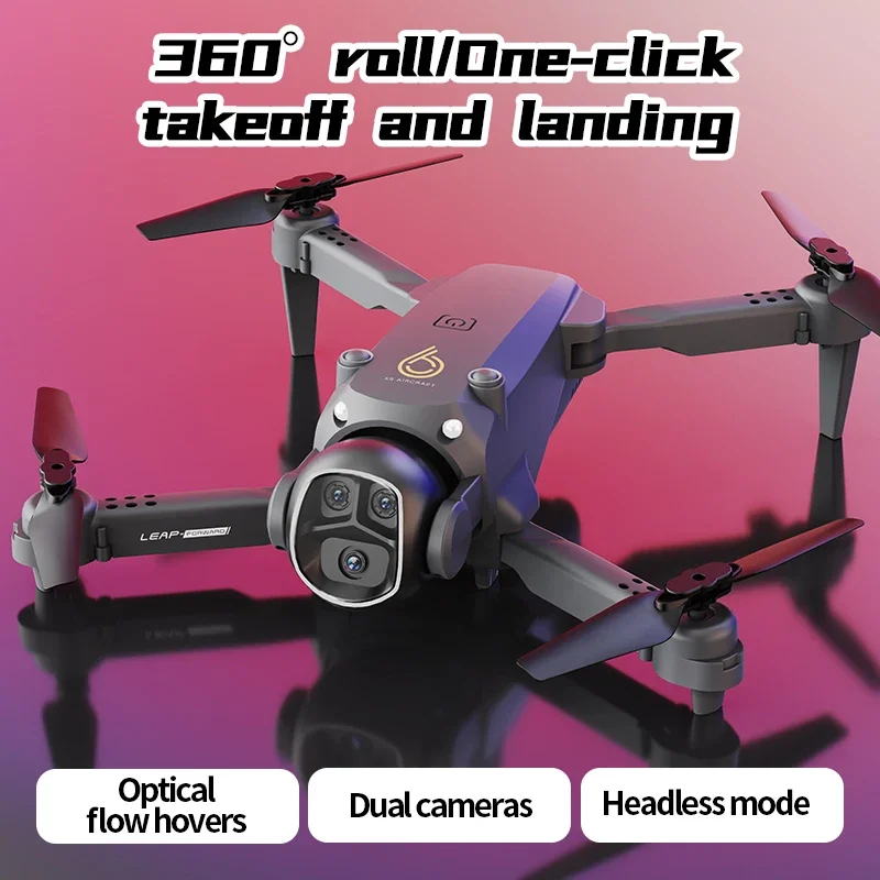 طائرة بدون طيار بكاميرا مزدوجة 8K HD XS6 VR - محرك بدون فرشاة وواي فاي 5G، لعبة كوادكوبتر صغيرة لتحديد موضع التدفق البصري