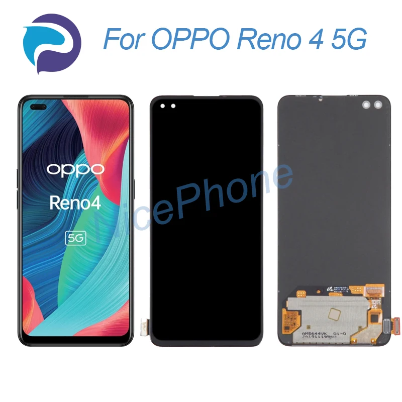 

Для OPPO Reno 4 5G LCD дисплей кодирующий преобразователь сенсорного экрана в сборе Замена PDPM00, PDPT00, CPH2091 Reno 4 5G экран ЖК-дисплей