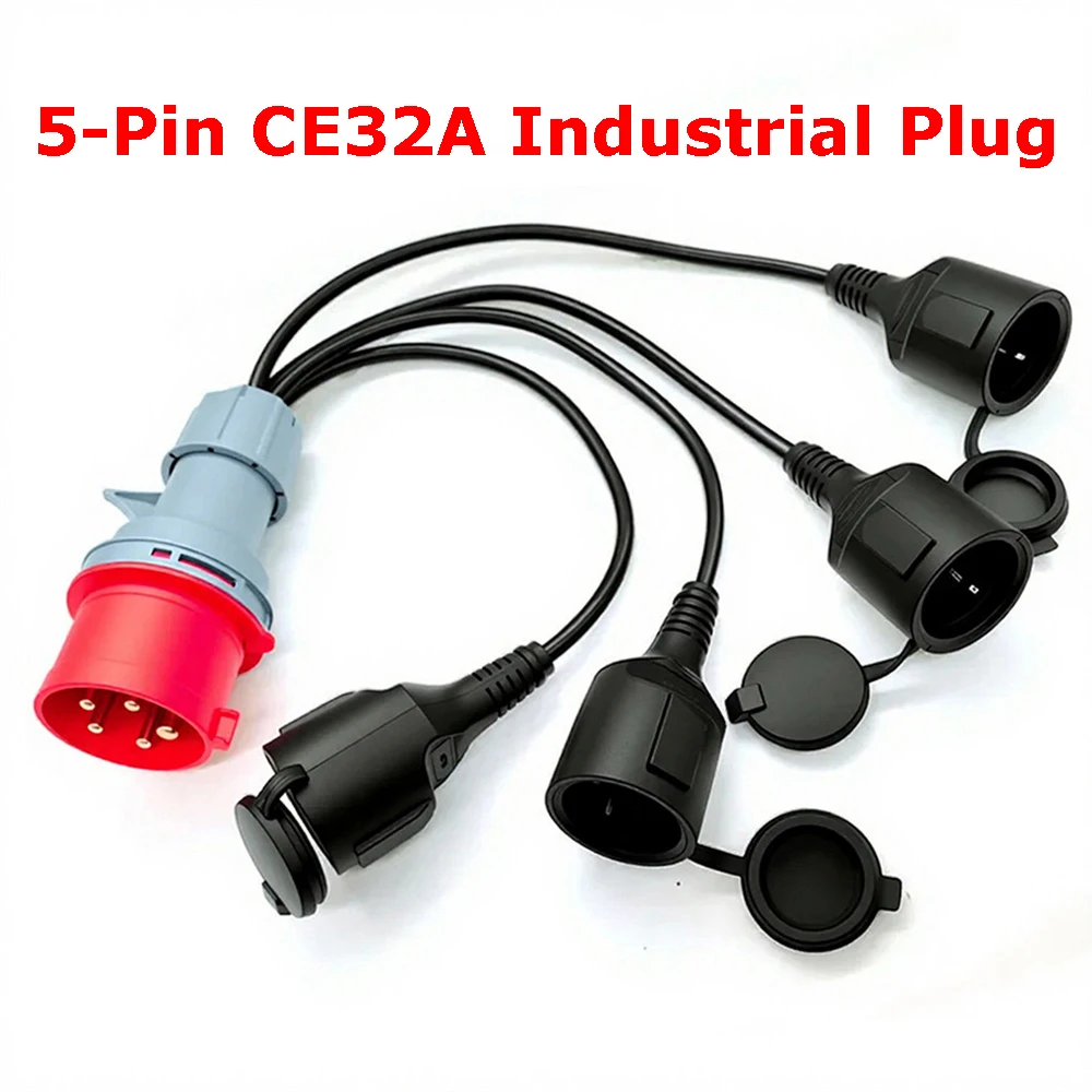 

50CM 5-Pin CE32A Industrial Plug Power Adapter with One-to-Four Socket Current Splitter Accessories for BMW 3 Series E90 E91