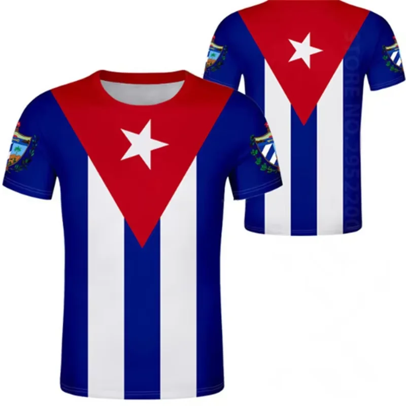 Men's 3D flag print short-sleeved T-shirt summer street style casual T-shirt suitable for sports breathable and quick-drying top