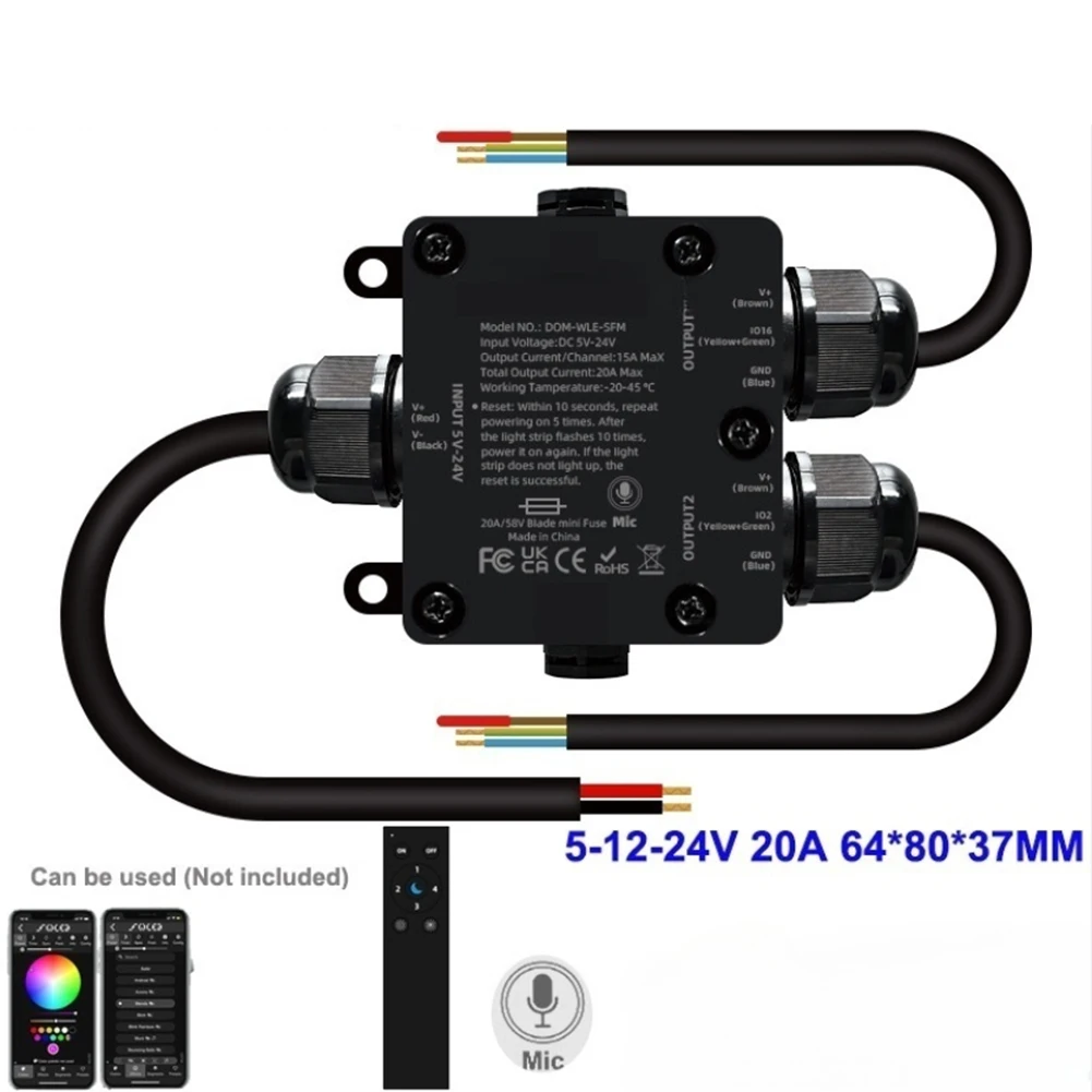 

For Karaoke For Parties IP65 LED Controller WiFi RGB Driver Sound Synchronization LED Controller Over 100 Dynamic Modes