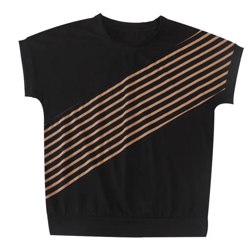 أعلى يغطي البطن الدهون فتاة كبيرة الحجم فضفاضة القطن قصير الأكمام تي شيرت الملابس النسائية العصرية