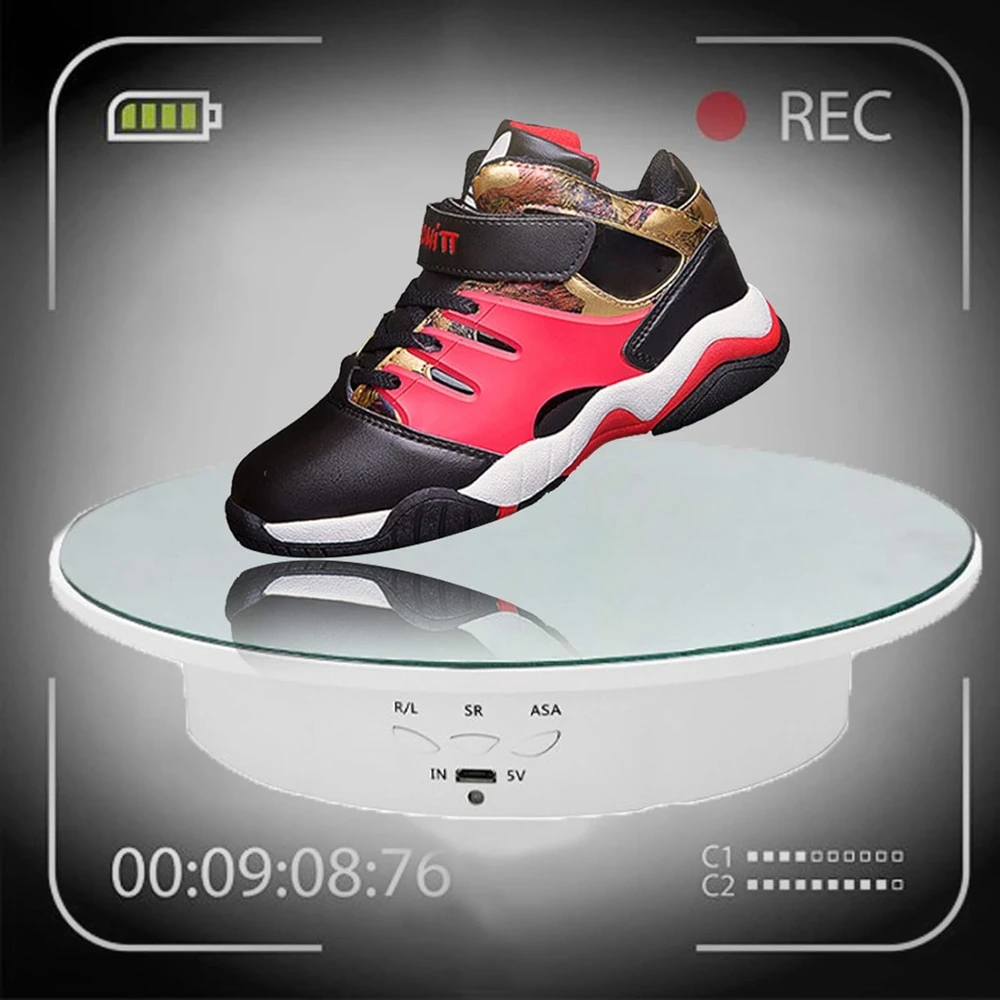 Plateau tournant électrique de 20 cm, rotation à 360° °   Plateforme d'affichage panoramique USB rechargeable et rotative à double usage pour la photographie, les bijoux, l'artisanat, la diffusion en direct et la présentation de produits