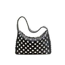 European And American Fashion Motorcycle Style Metal Rivet Handbag Trendy New Personalized And Fashion Shoulder Bag For Women