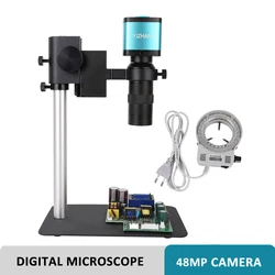 YIZHAN 1080P HDMI USB Electronic Digital Microscope 4K 48MP Industrial Camera 130X C Mount Lens For Phone Repair Fabric Observe