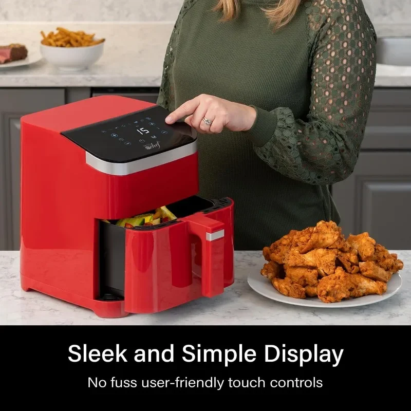 Deco Chef 5.8QT Air Fryer, 8-in-1 Smart Cooking Programs, Nonstick and Dishwasher-Safe Basket