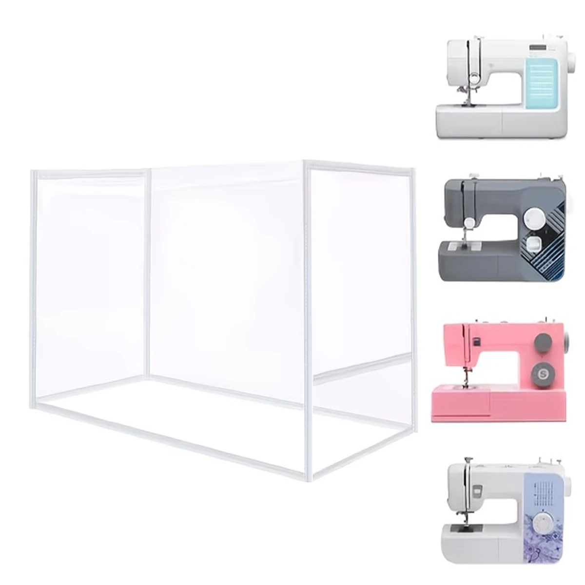 1PC Transparent PVC Sewing Machine Dust Cover, Heavy Duty Protective Case with Side Storage Pockets, Ideal Dustproof ZSY