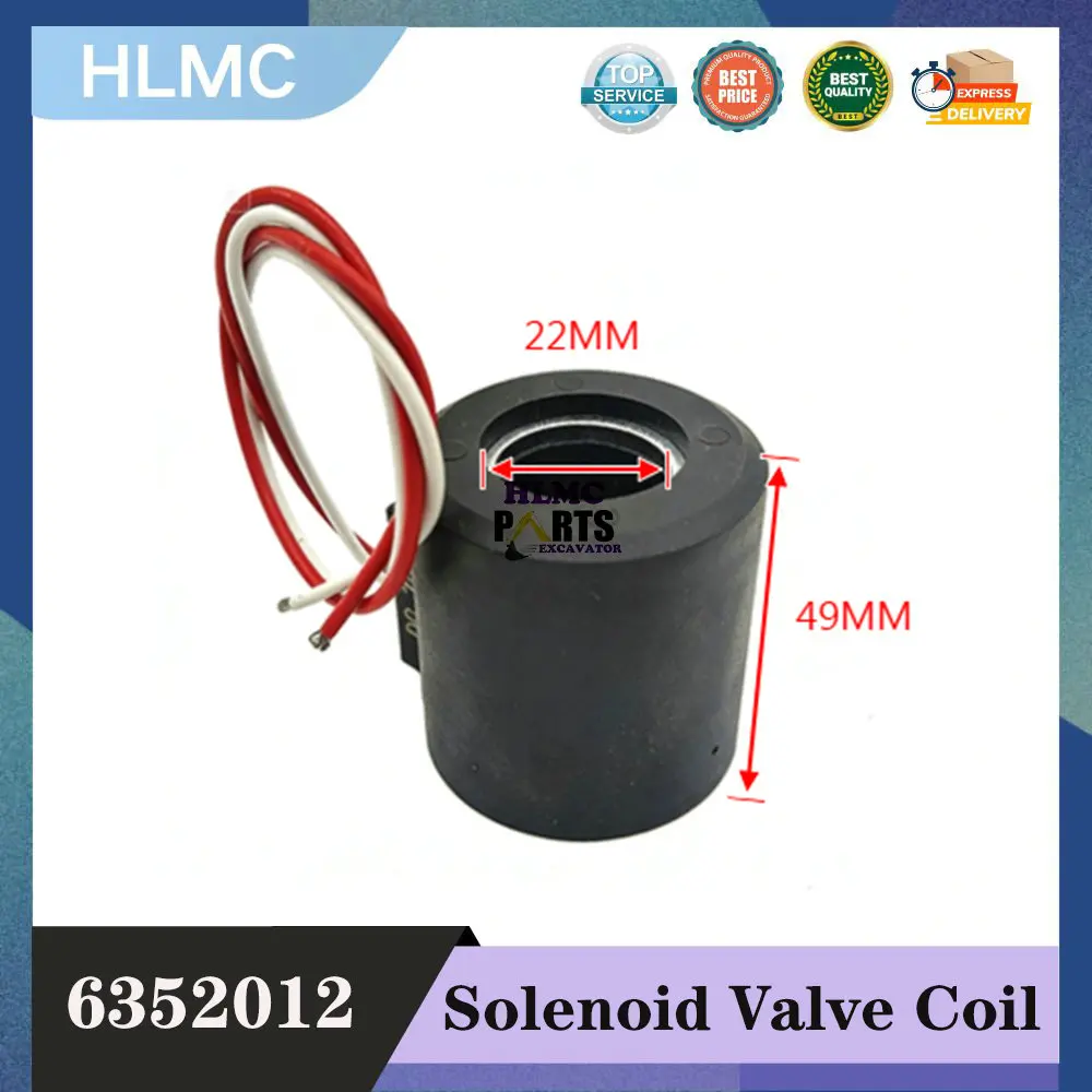 

Excavator Accessories 6352012 Solenoid Valve Coil SKM5 Kawasaki Solenoid Valve Coil 12V 24V Inner Hole 22mm