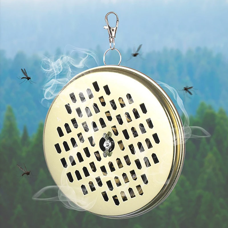 Portable Outdoor Camping Mosquito Coil Holder Tray with Lid Carry-on Hangable Mosquito Repellent Diffuser Incense Burner Case