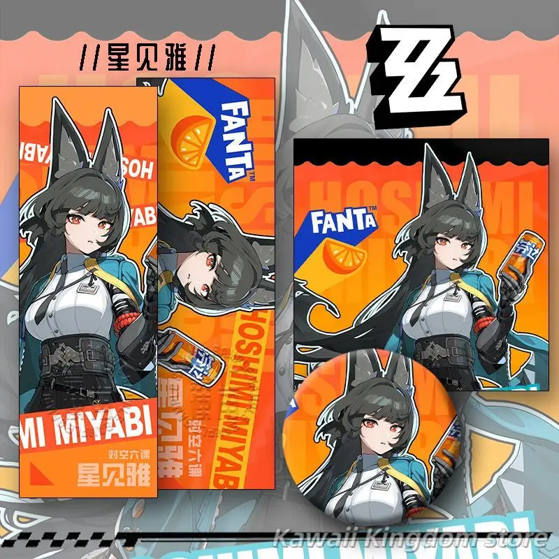 

Game Zenless Zone Zero Hoshimi Miyabi Anime Cosplay Laser Ticket Badge postcard 3pcs/set Mascot Student Accessory Fans Gift