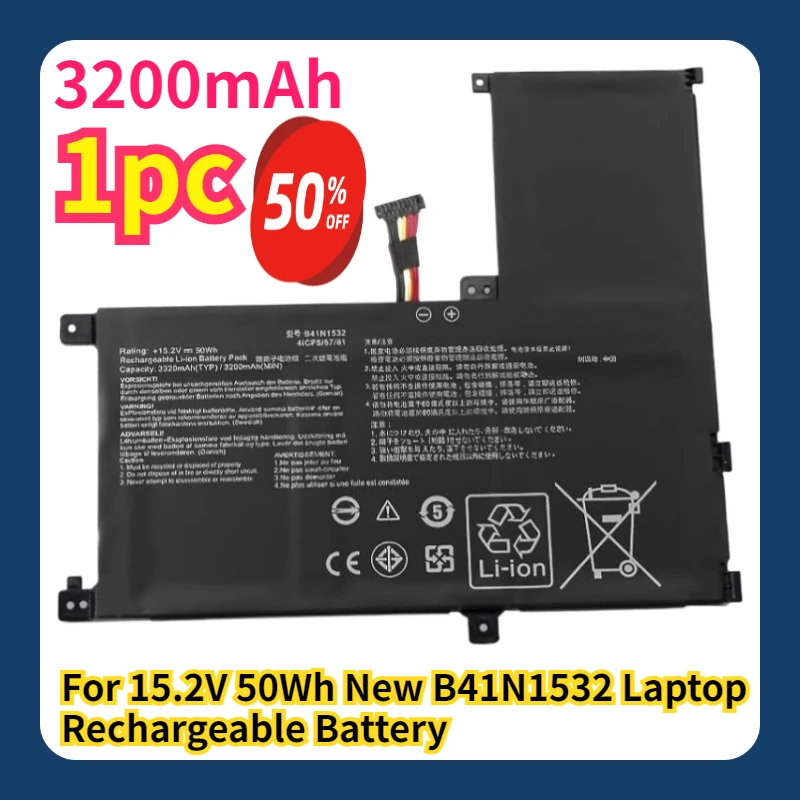 

Новая перезаряжаемая батарея для ноутбука B41N1532, 15,2 В, 50 Вт·ч