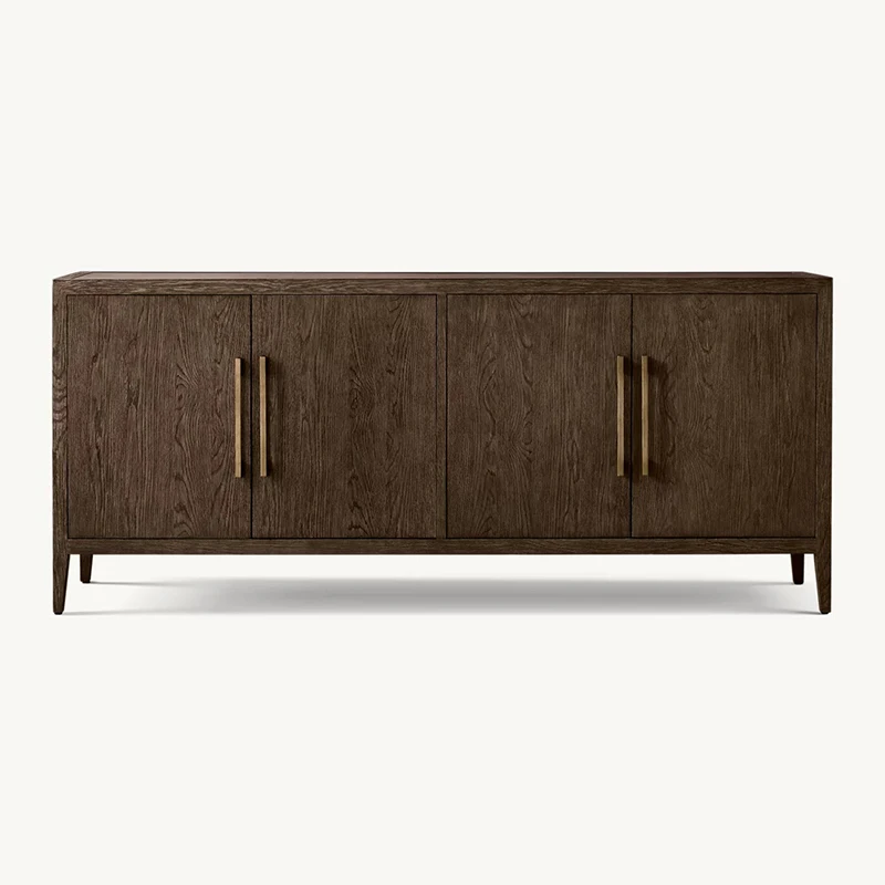 

Modern American Style Indoor Furniture High Quality Oak Wood Frame Cabinet Metal Hardware Living Room Sideboard